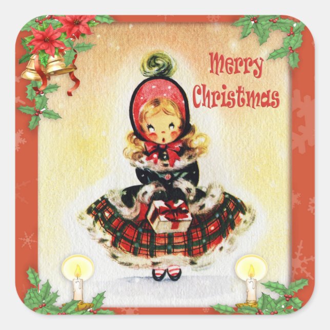 Vintage Christmas Square Sticker (Front)
