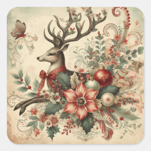 Vintage Christmas Square Sticker