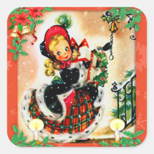 Vintage Christmas Square Sticker