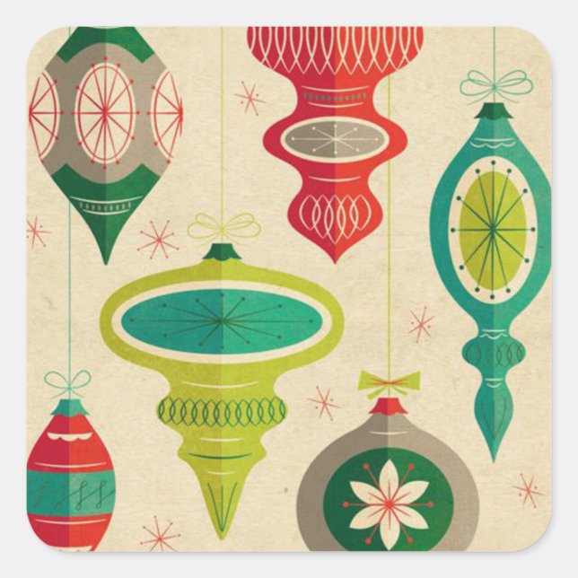 Vintage Christmas Square Stickers (Front)