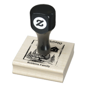 Vintage Christmas Stamp Pine Tree Editable