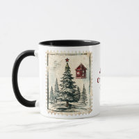 Vintage Christmas Stamps. Editable name.