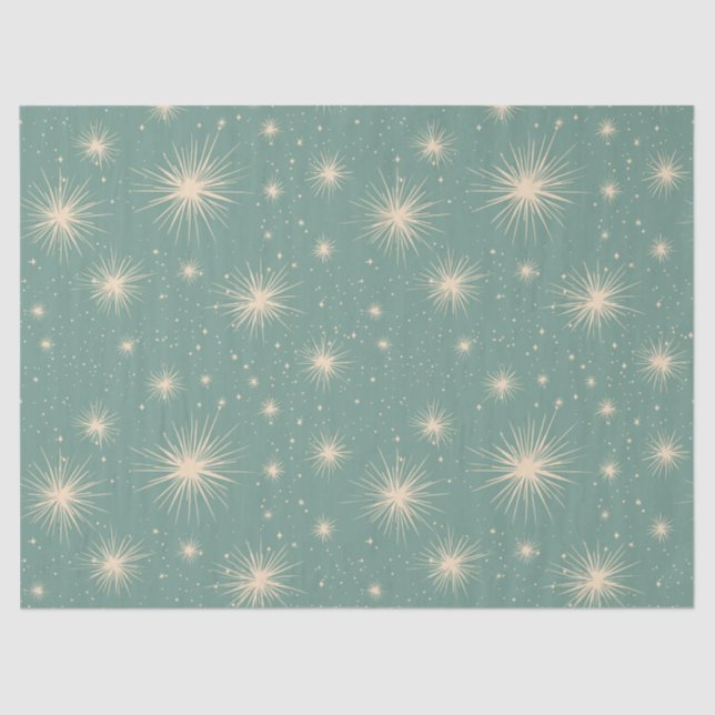 Vintage Christmas Starbursts Soft Blue Tissue Paper (Front)