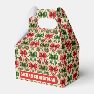 Vintage Christmas Stars and Bows Pattern Favour Box