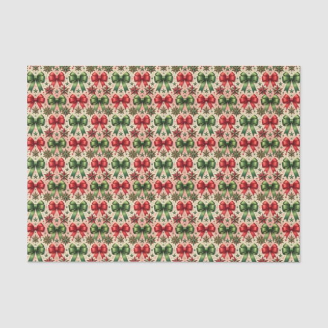 Vintage Christmas Stars and Bows Pattern Tissue Paper (Front)