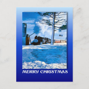 Vintage Christmas,  Steaming through the snow Holiday Postcard