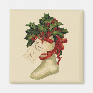 Vintage Christmas Stocking Magnet