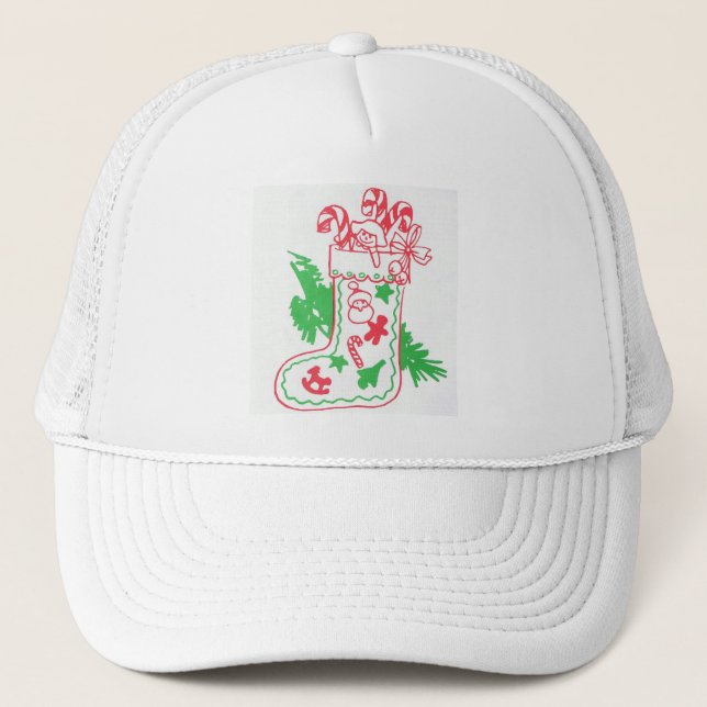 Vintage Christmas Stocking Trucker Hat (Front)