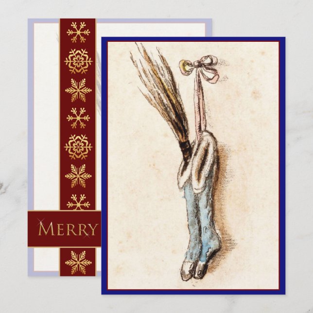 Vintage Christmas Stockings Customised Holiday Card (Front/Back)