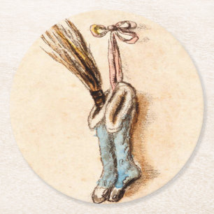 Vintage Christmas Stockings Round Paper Coaster