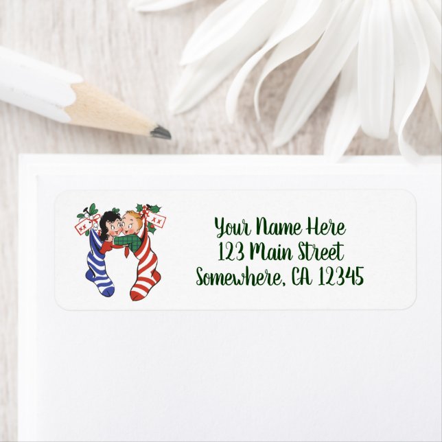 Vintage Christmas Stockings with Cute Children (Insitu)