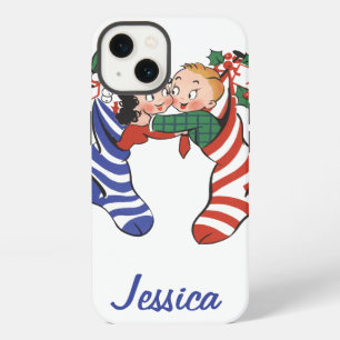 Vintage Christmas Stockings with Cute Children iPhone 13 Case