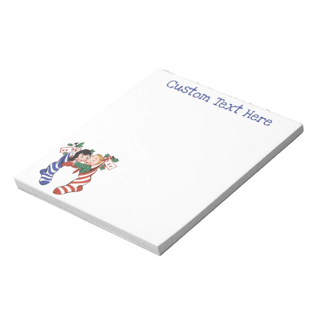 Vintage Christmas Stockings with Cute Children Notepad (Rotated)
