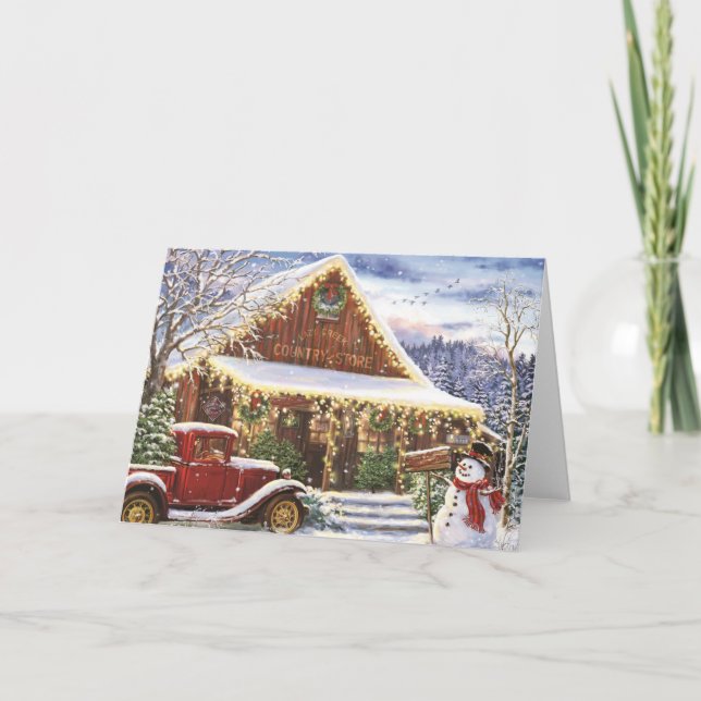 Vintage Christmas Store Holiday Card (Front)