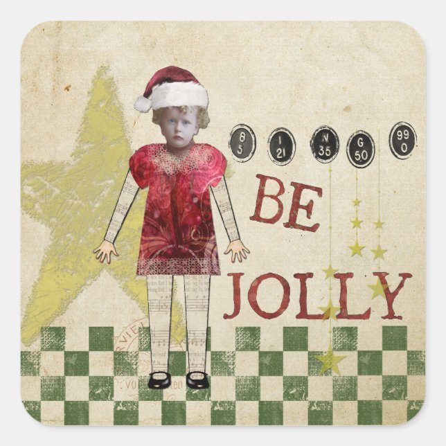 Vintage Christmas Tag Christmas Stickers (Front)