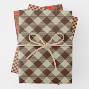 Vintage Christmas Tartan Pattern Wrapping Paper Sheet