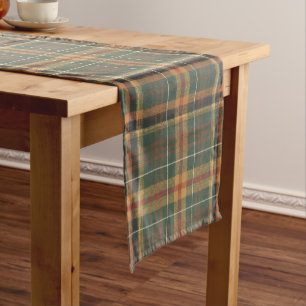 Vintage Christmas Tartan Plaid Short Table Runner