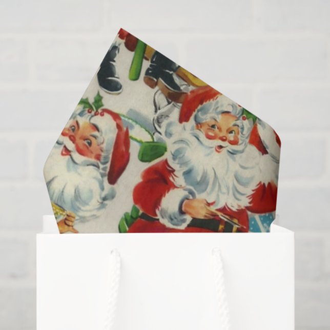 Vintage Christmas Tea Time With Santa Tissue Paper (Gift Bag)