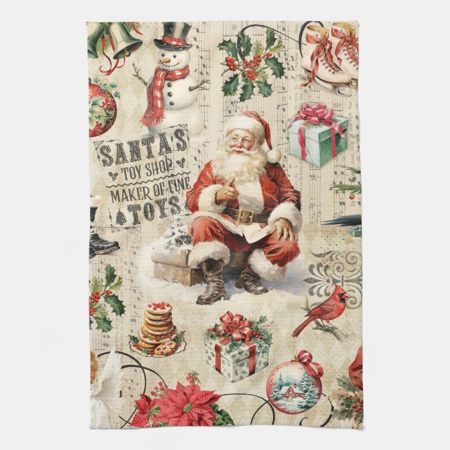 Vintage Christmas Tea Towel (Vertical)