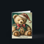 Vintage Christmas Teddy bear Card<br><div class="desc">Vintage Christmas Teddy bear</div>