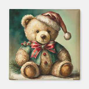 Vintage Christmas Teddy bear Magnet