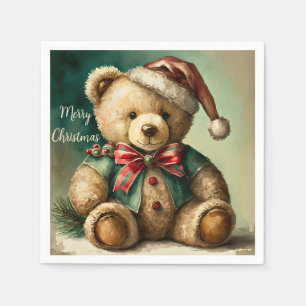 Vintage Christmas Teddy bear Napkin