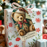 Vintage Christmas Teddy bear personalised Gift Tags<br><div class="desc">Vintage Christmas Teddy bear,  add name</div>