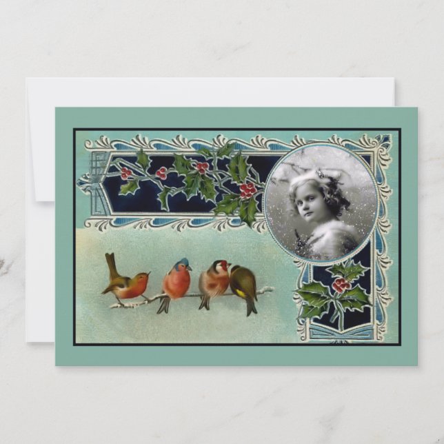 Vintage Christmas Template Flat Card (Front)