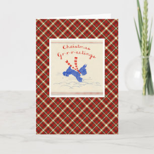 Vintage Christmas Terrier Dog Holiday Card