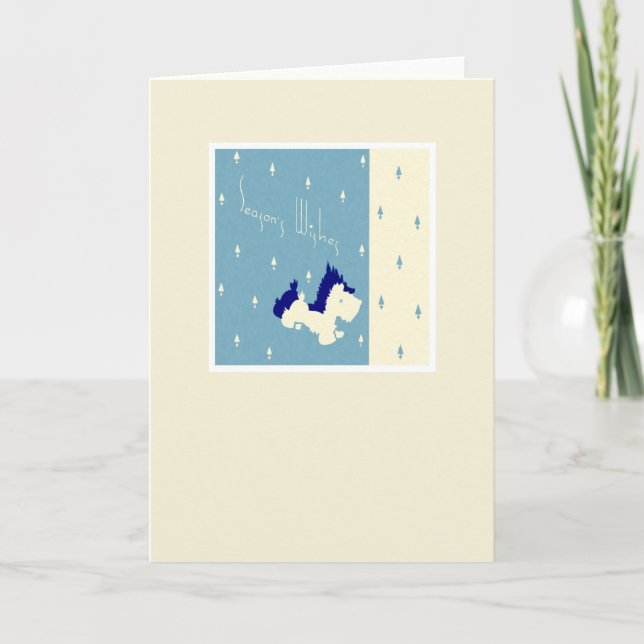 Vintage Christmas Terrier Dog Holiday Card (Front)