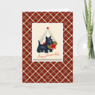 Vintage Christmas Terrier Dog Holiday Card