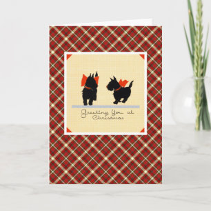 Vintage Christmas Terrier Dog Holiday Card