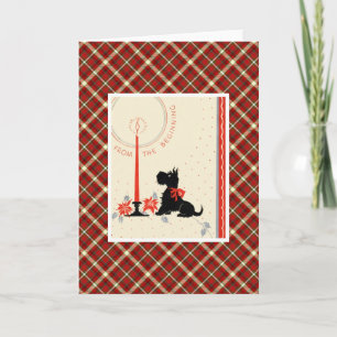 Vintage Christmas Terrier Dog Holiday Card