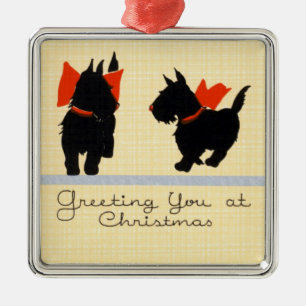 Vintage Christmas Terrier Dog Metal Tree Decoration