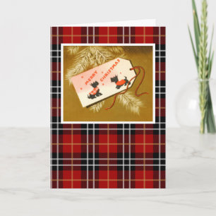Vintage Christmas Terrier Dogs Holiday Card