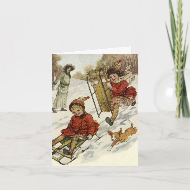Vintage Christmas Thank You Holiday Card (Front)