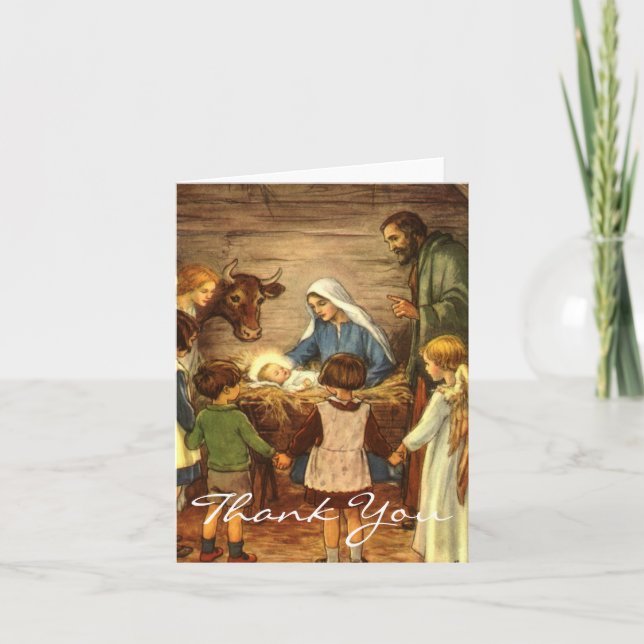 Vintage Christmas Thank You Holiday Card (Front)