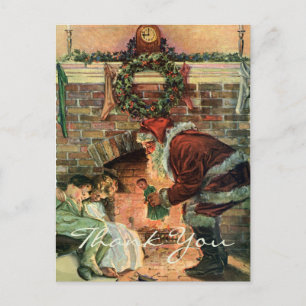Vintage Christmas Thank You Holiday Postcard