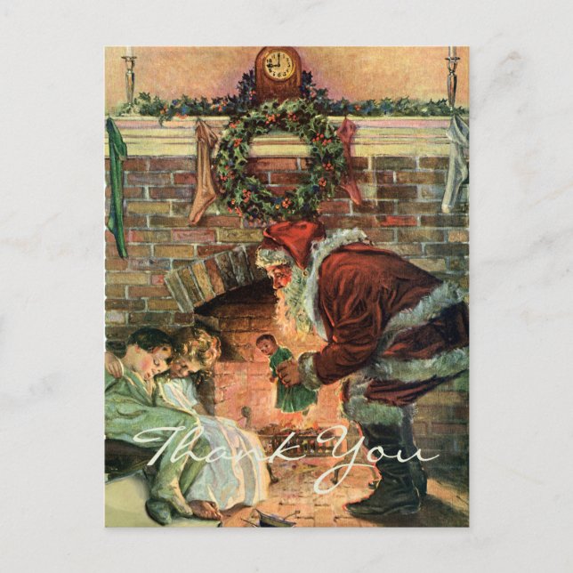 Vintage Christmas Thank You Holiday Postcard (Front)