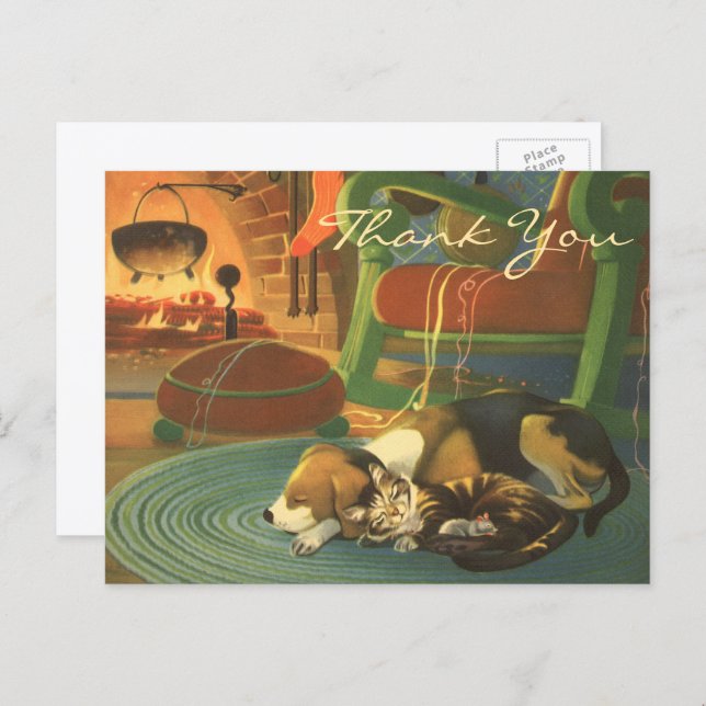 Vintage Christmas Thank You Postcard (Front/Back)