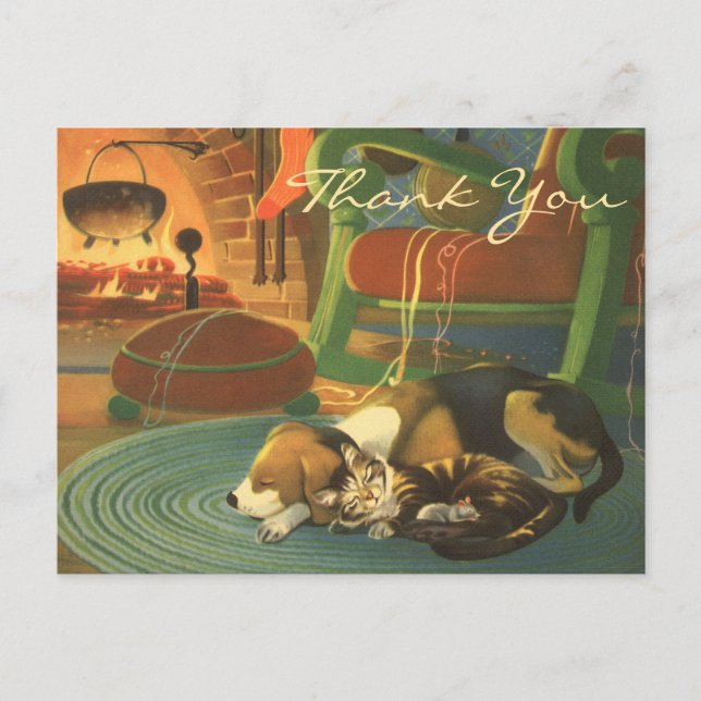 Vintage Christmas Thank You Postcard (Front)