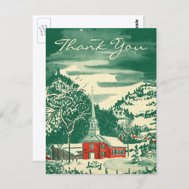 Vintage Christmas Thank You Postcard (Front/Back)