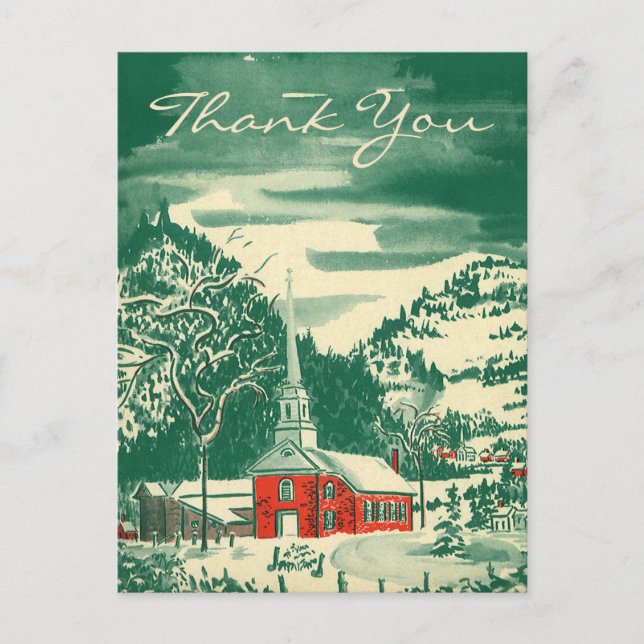 Vintage Christmas Thank You Postcard (Front)