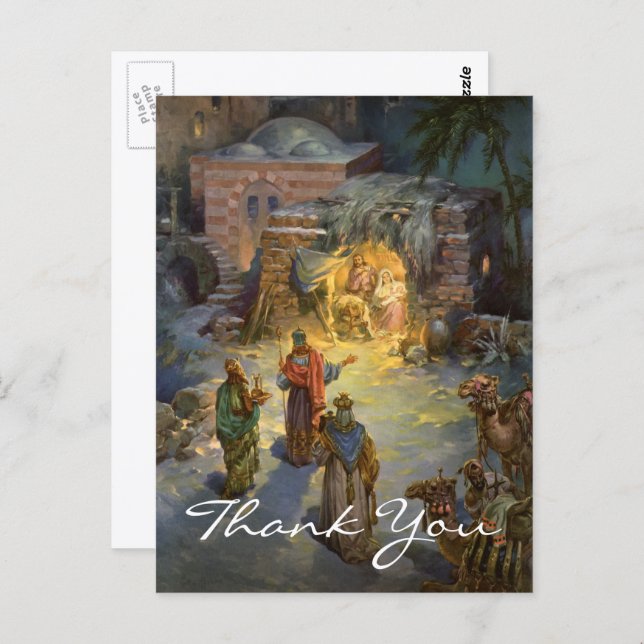 Vintage Christmas Thank You Postcard (Front/Back)