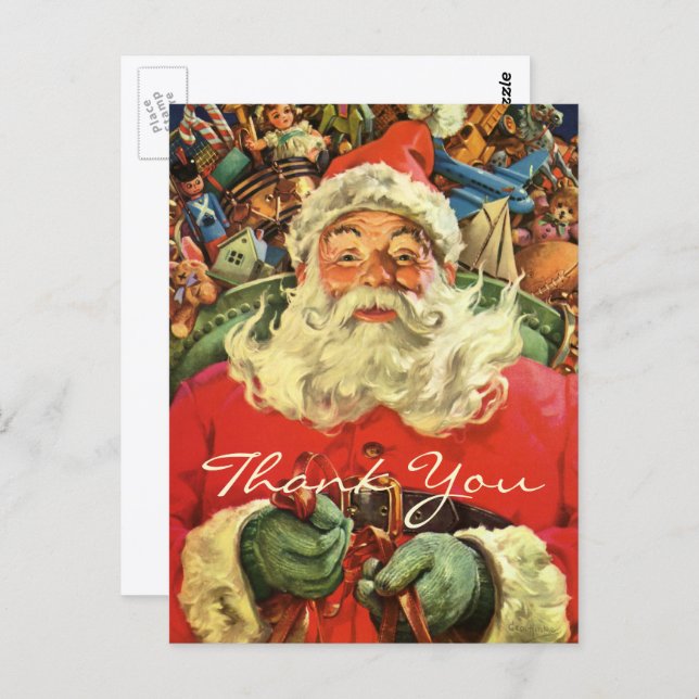 Vintage Christmas Thank You Postcard (Front/Back)