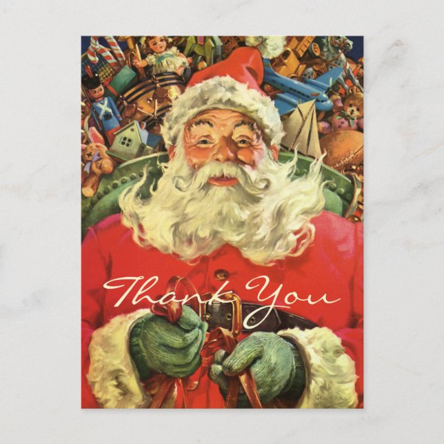 Vintage Christmas Thank You Postcard (Front)