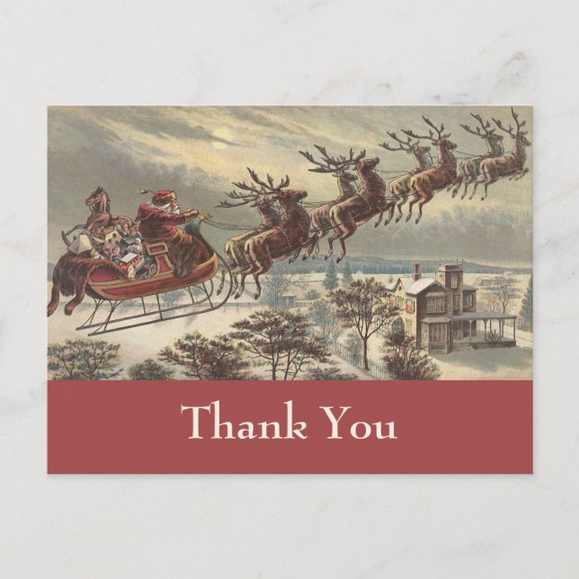 Vintage Christmas Thank You Postcard (Front)