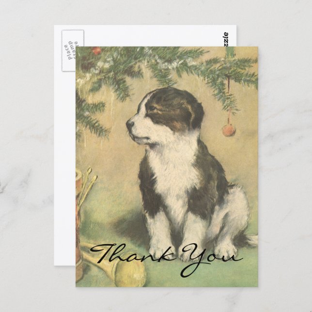 Vintage Christmas Thank You Postcard (Front/Back)