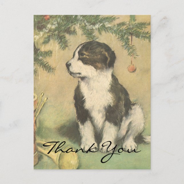 Vintage Christmas Thank You Postcard (Front)