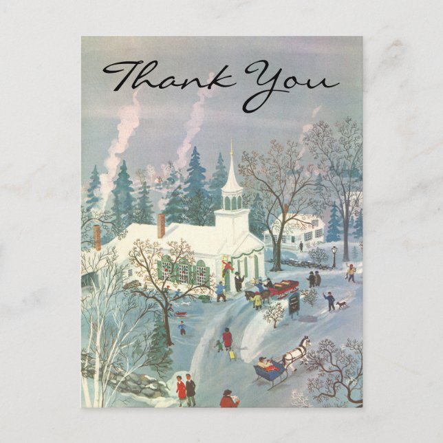 Vintage Christmas Thank You Postcard (Front)